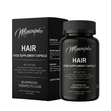 Minoxiplus Hair Growth Supplement Biotin + Saw Palmetto + Vitamin D3 | Anti-Hair Fall & Thinning | 90 Capsules 30-Day Supply
